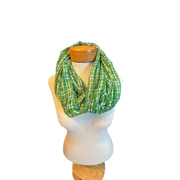 Green Plaid Circle Infinity Scarf - Picture 1 of 7